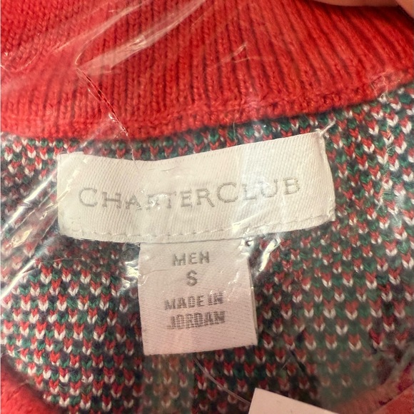 Charter club Christmas men’s size small sweater red white blue holiday plaid $70 - Picture 4 of 6